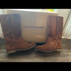 Lucky brand grayer fringe boots